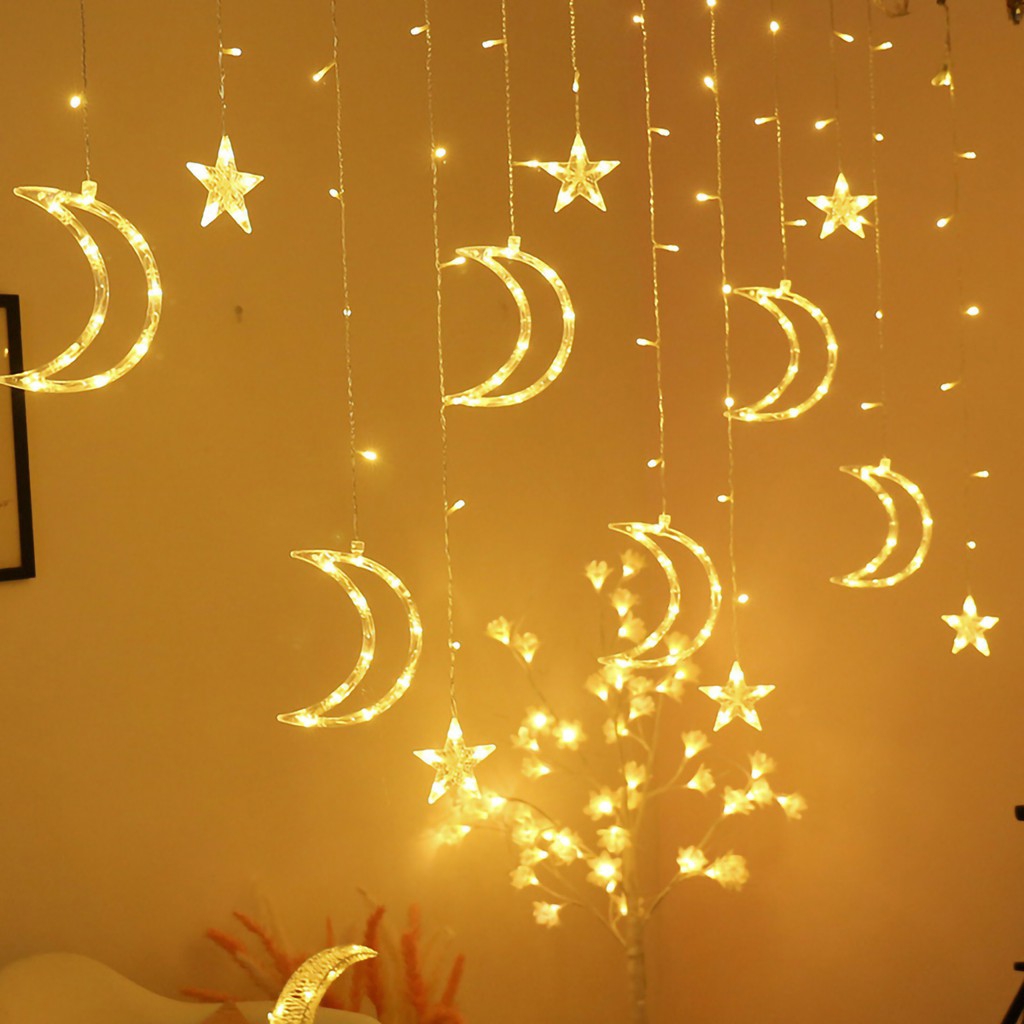 Rèm Đèn LED Hình Ngôi Sao / Mặt Trăng Trang Trí Giáng Sinh / Tiệc Cưới / Sinh Nhật