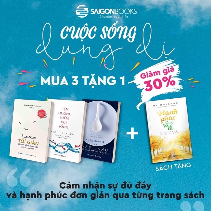 SÁCH - Tận hưởng niềm vui sống, Nghệ thuật tối giản, Sống giản dị và sâu lắng (Bộ)