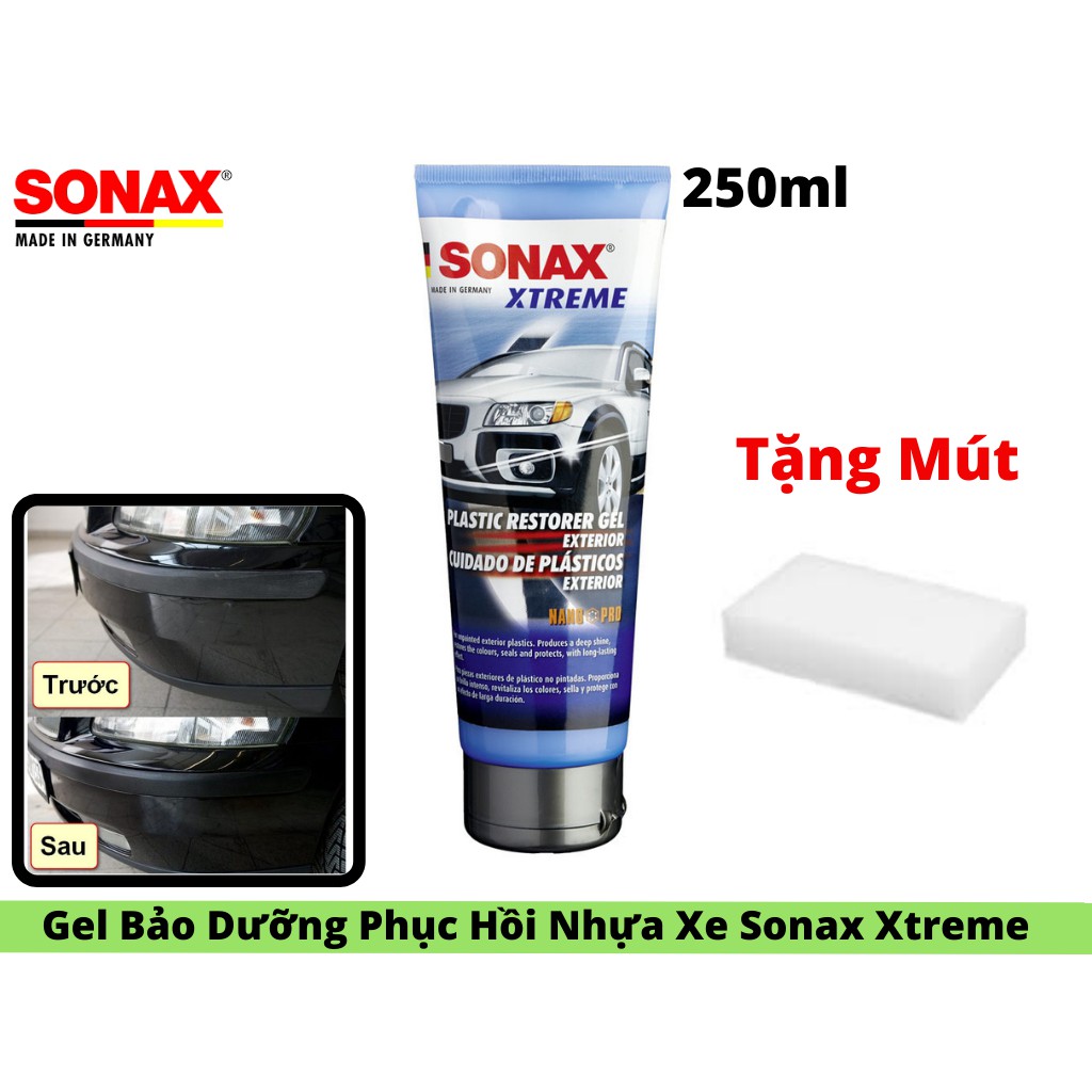 Gel Dưỡng Phục Hồi Nhựa Ngoài Xe Sonax Xtreme Plastic restorer 210141 250ml Tặng Mút