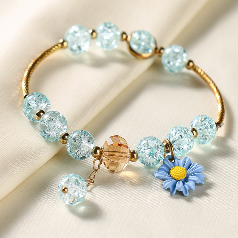 Pop hoa pha lê nhỏ daisy pha lê vòng tay tự làm đầy màu sắc hạt thủy tinh vòng tay đồ trang sức