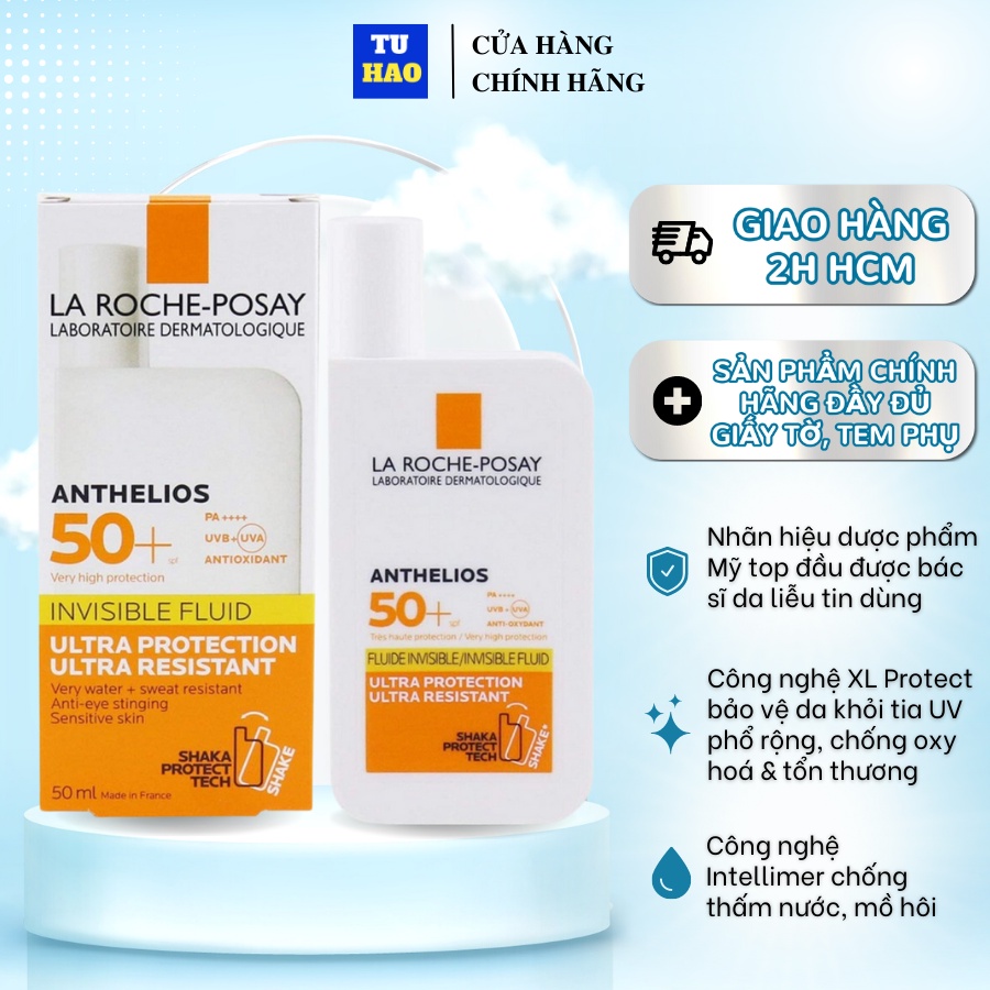 Kem chống nắng không nhờn rít La Roche-Posay Anthelios Shaka Fluid SPF 50+ 50ml