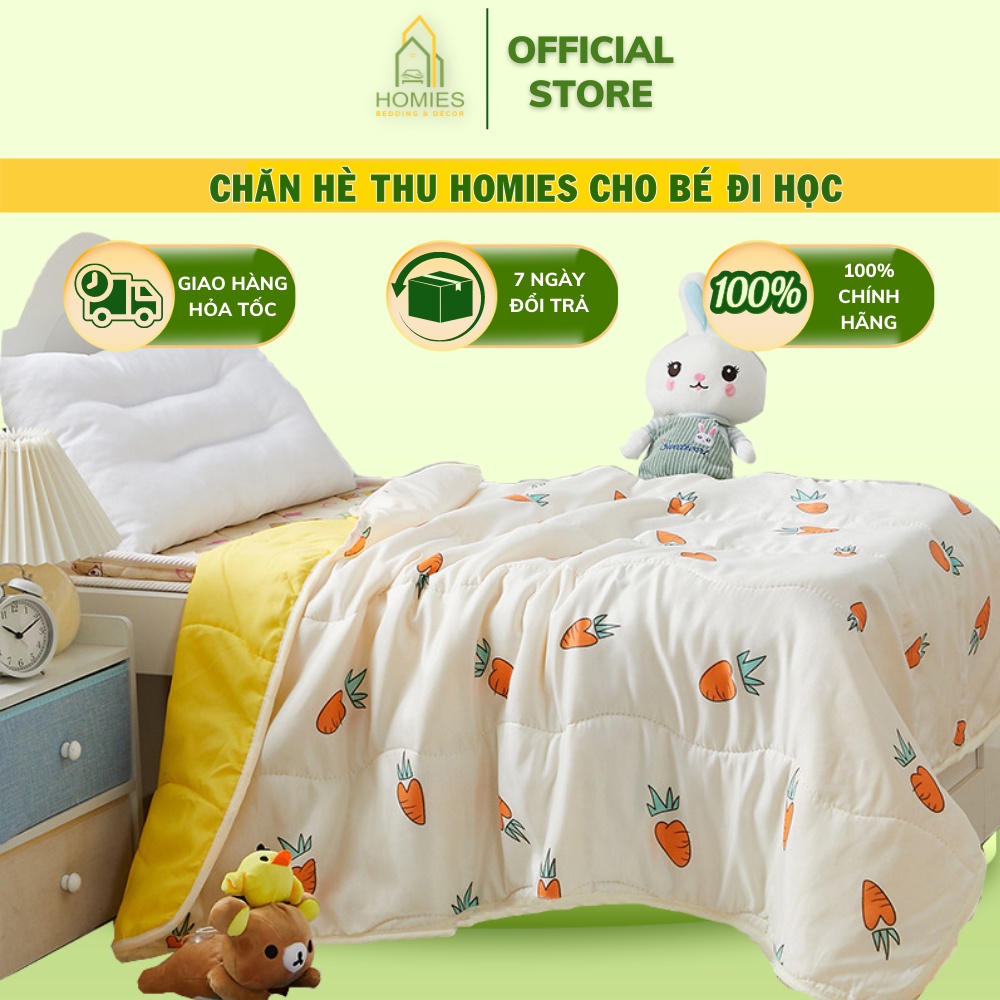 Chăn trẻ em HOMIES  20 Mẫu chất cotton đũi cho bé đắp mùa hè thu, đắp văn phòng - 1m x 1m5 Mềm Mát 4.7