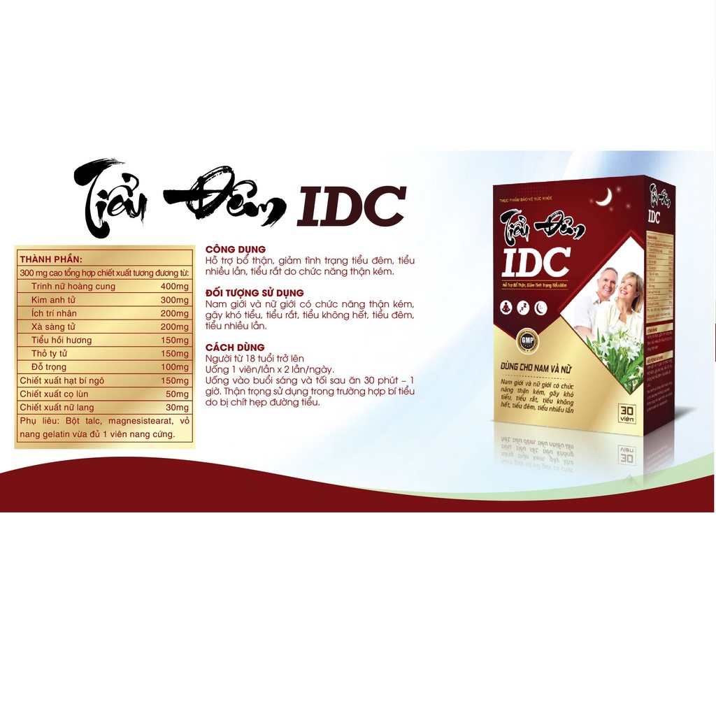 Tiểu đêm IDC hộp 30 viên giúp bổ thận, giảm tiểu đêm cho cả nam và nữ