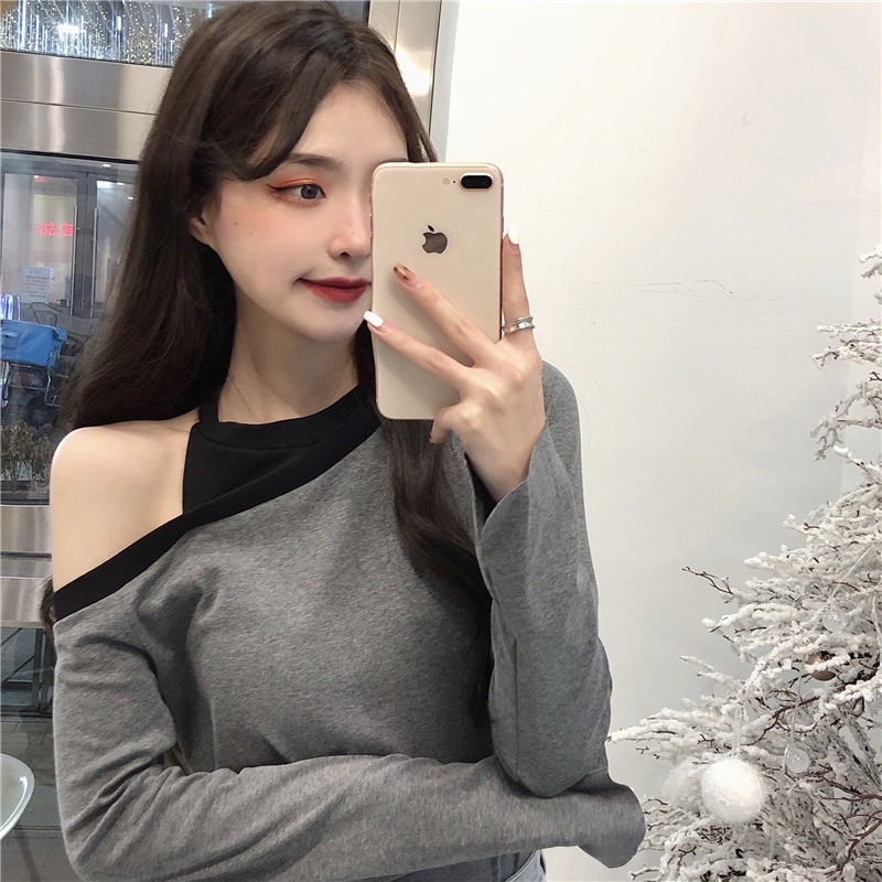 SUXI Áo Thun Tay Dài Dáng Rộng Thiết Kế Độc Đáo Thời Trang Mùa Thu Cho Nữ