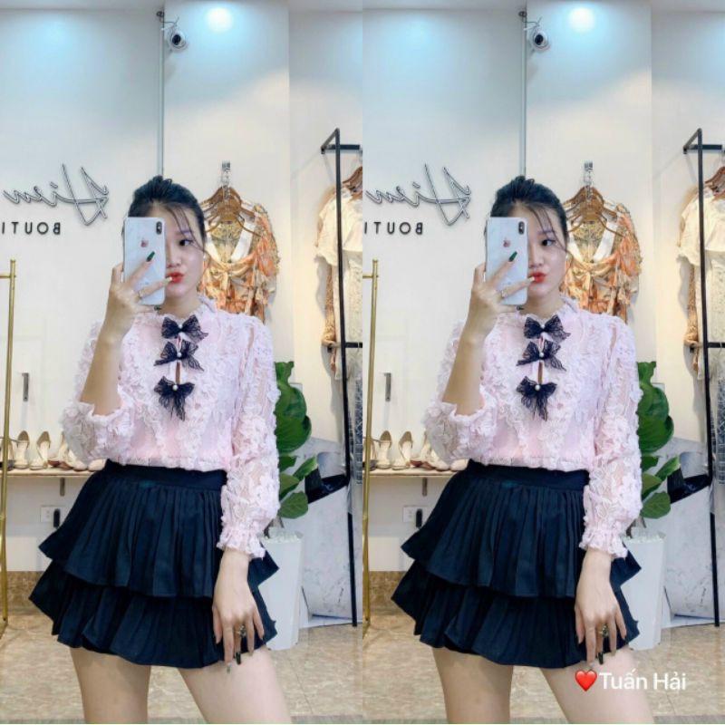 Chân váy xòe ngắn hai tầng xếp ly mềm mại | BigBuy360 - bigbuy360.vn