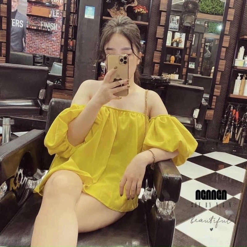 SET ÁO TRỄ VAI VÀNG CỐM MIX QUẦN SOOC TACTA