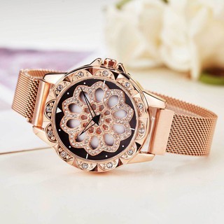 Đồng hồ nữ chính hãng sanda dây nam châm lụa cao cấp hình bông hoa xoay thời trang đẹp sang chảnh giá rẻ