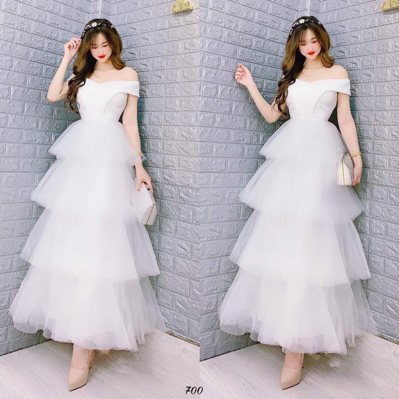 Kèm ảnh/video thật - ĐẦM XOÈ BẸT VAI XẾP TẦNG SANG TRỌNG - MS236V | BigBuy360 - bigbuy360.vn