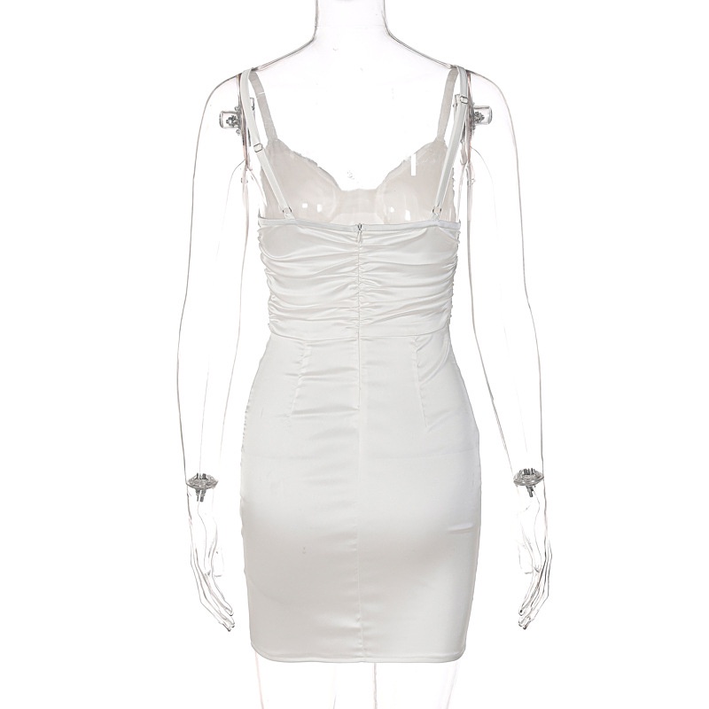 Đầm Hai Dây Xếp Ly Màu Sắc Đơn Giản Quyến Rũ Cho Nữ