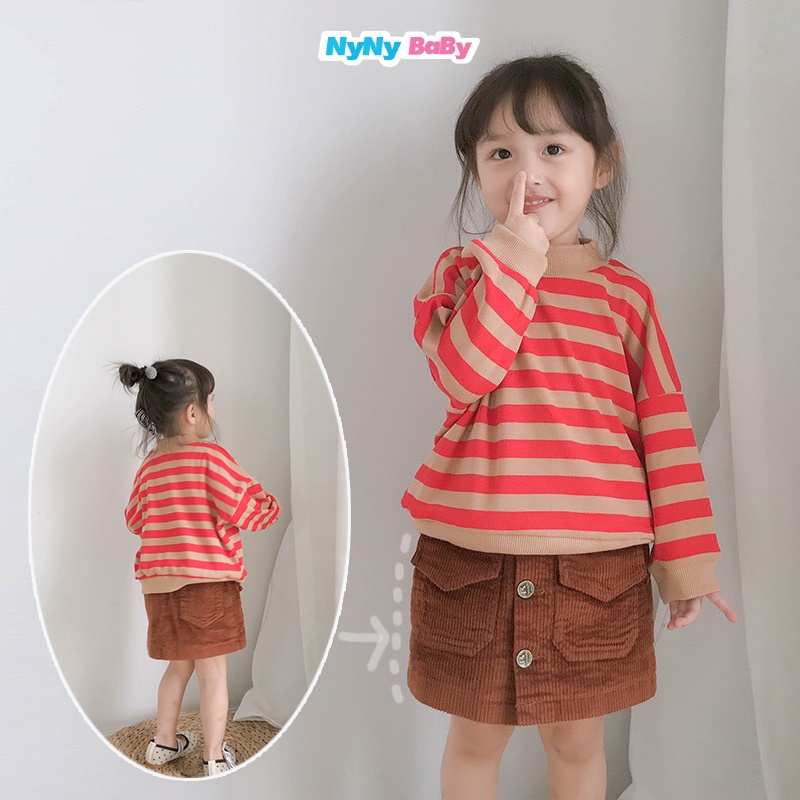 Chân váy nỉ nhung thu đông cho bé gái Nyny Baby thiết kế 2 túi thời trang chuẩn form cho bé từ 1-7 tuổi