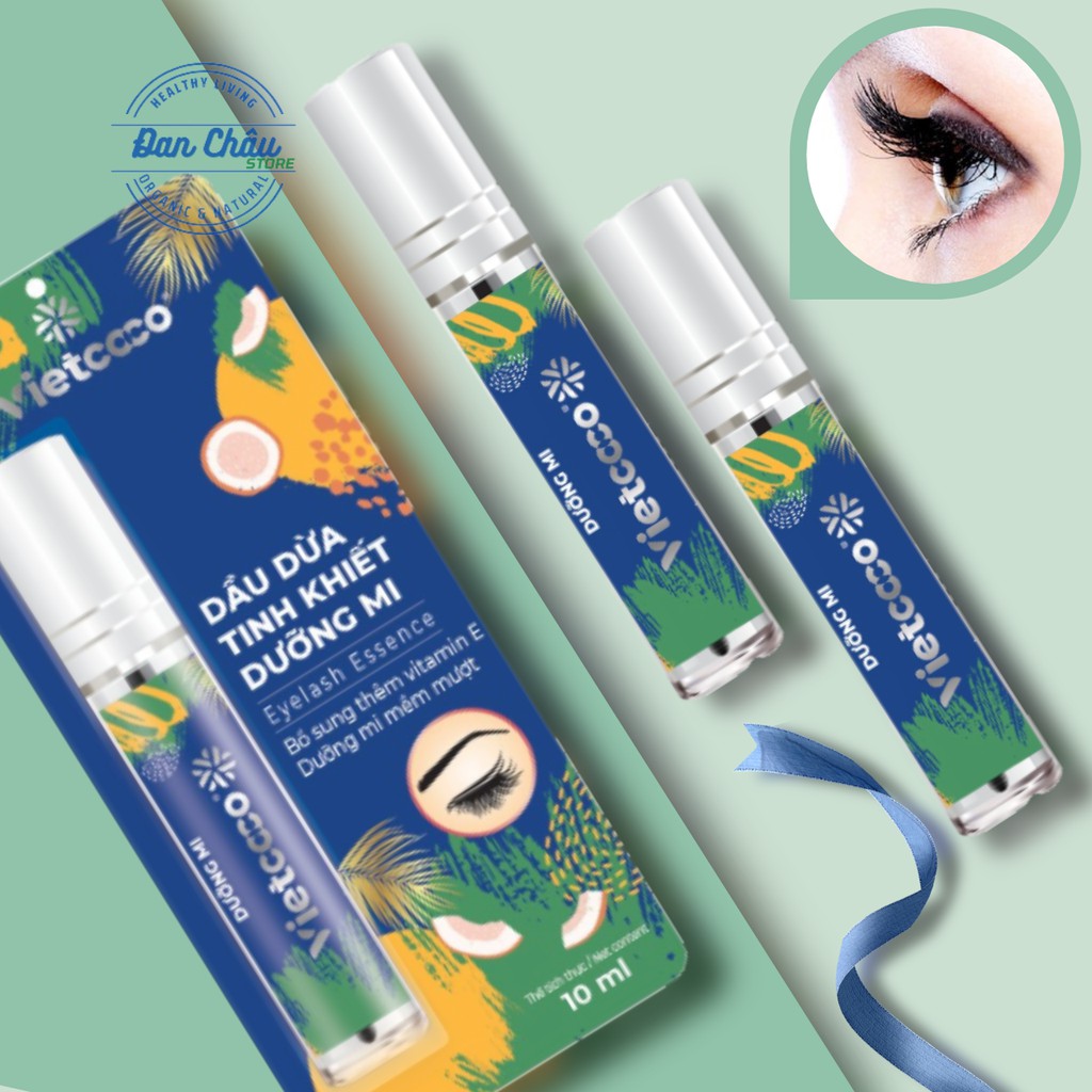 Dưỡng Mi Mascara Dầu Dừa🌴VIETCOCO🌴 Nguyên Chất Tinh Khiết Ép Lạnh Giúp Mi Lông Mày Mọc Dày, Dài Hơn, Giảm Gãy Rụng 10ml