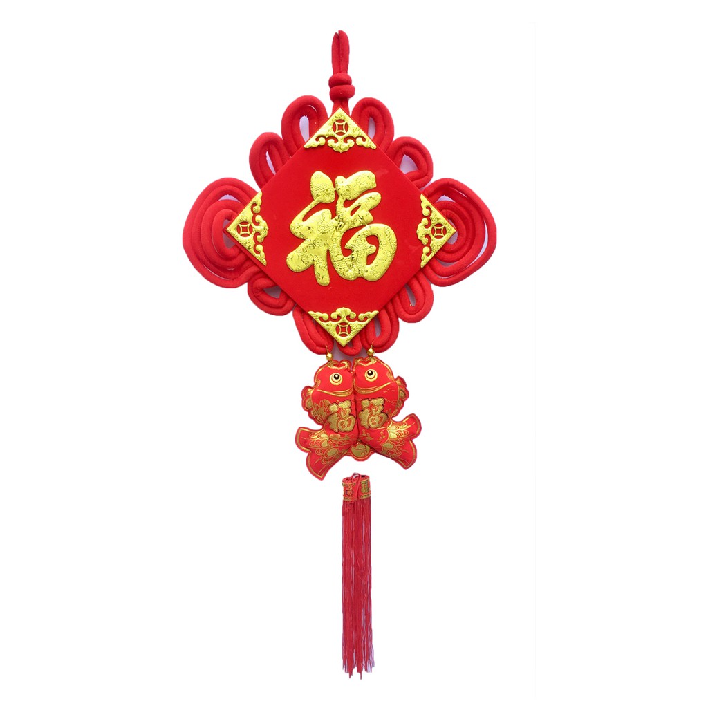 Khánh vuông nhung chữ Phúc đôi cá chép trang trí Tết dài 90cm, 110cm, 130cm