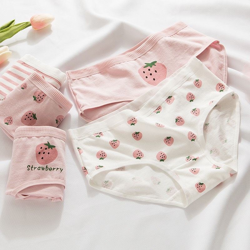 Quần lót dâu tây đậm cotton nữ cao cấp dễ thương đáng yêu QLU13