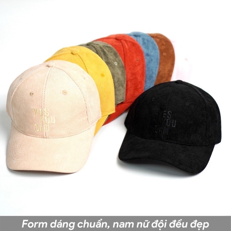 Nón kết nhung gân Yes you can nhiều màu siêu đẹp nam nữ