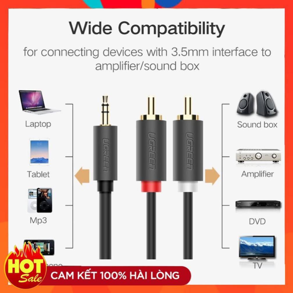 [Chính Hãng] Cáp chuyển 3.5mm 1,5M sang 2 đầu hoa sen RCA chính hãng Ugreen 10511