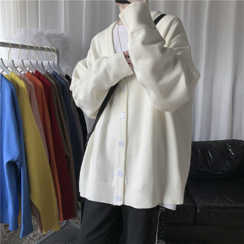 Áo khoác len cardigan màu sắc đơn giản thời trang cho nam