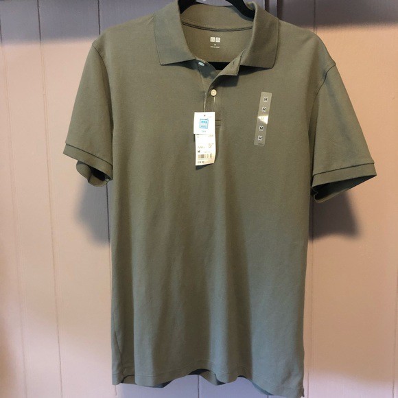 Áo Thun Unisex Uniqlo Cotton Pique Oversized Polo Shirt Màu 57 Olive ( Không Túi)