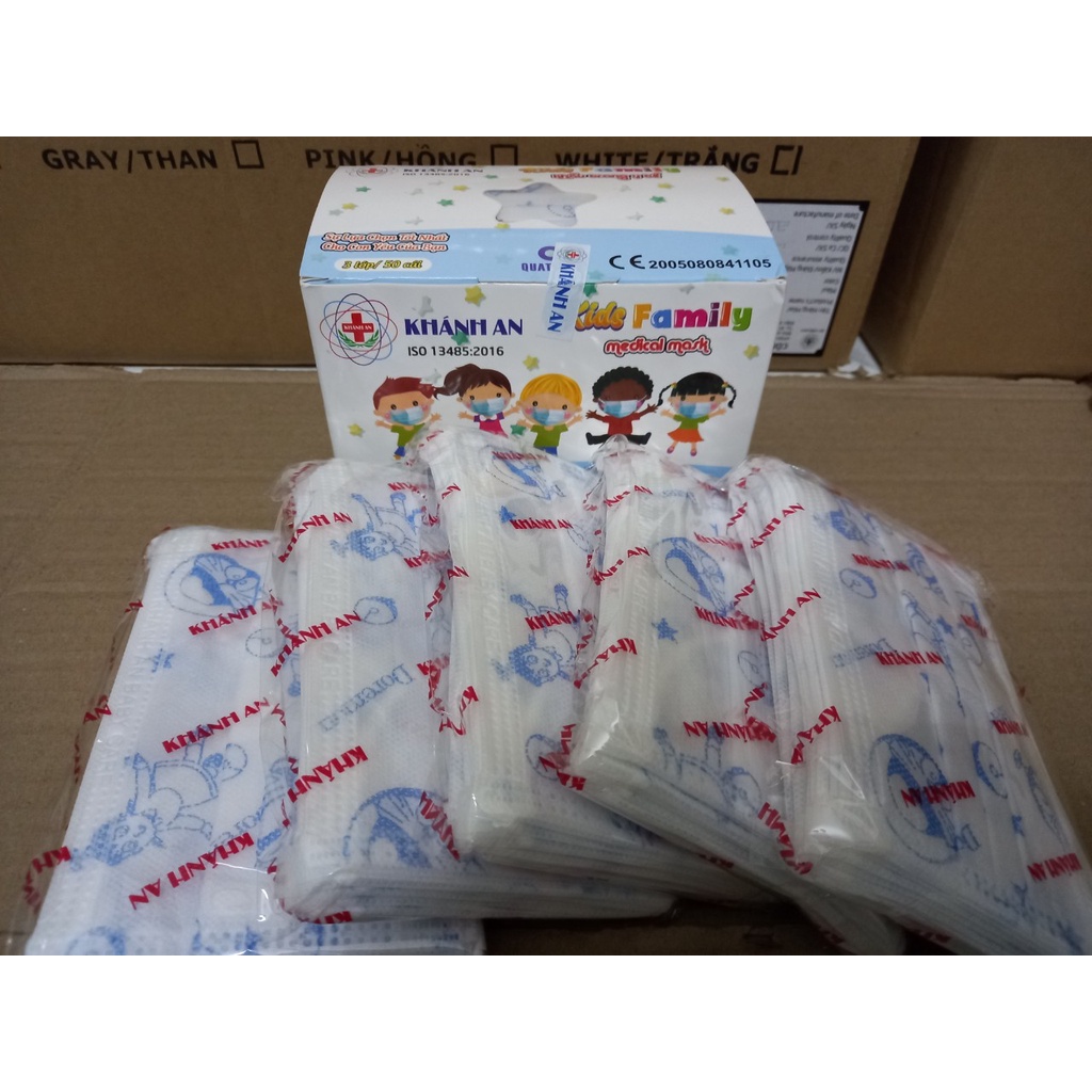 KHẨU TRANG KHÁNH AN HỘP 50 CÁI IN HỌA TIẾT CHO BÉ TỪ 5-12 TUỔI (DOREMON, KITTY, GẤU TRÚC PANDA