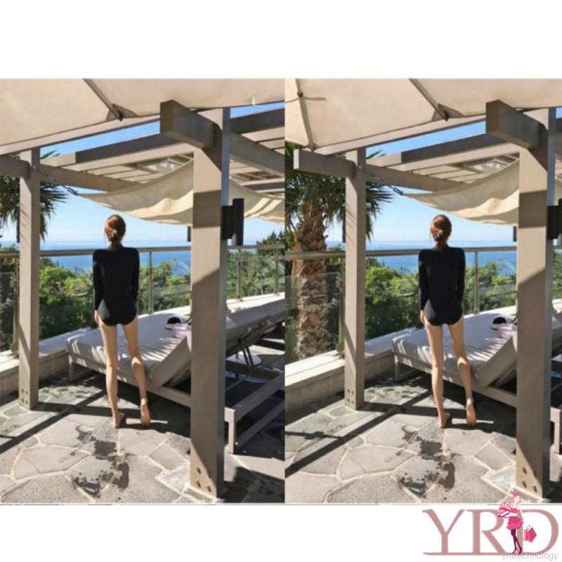 Women Sexy Tight-Fitting Long-Sleeved Zipper One-Piece Swimsuit