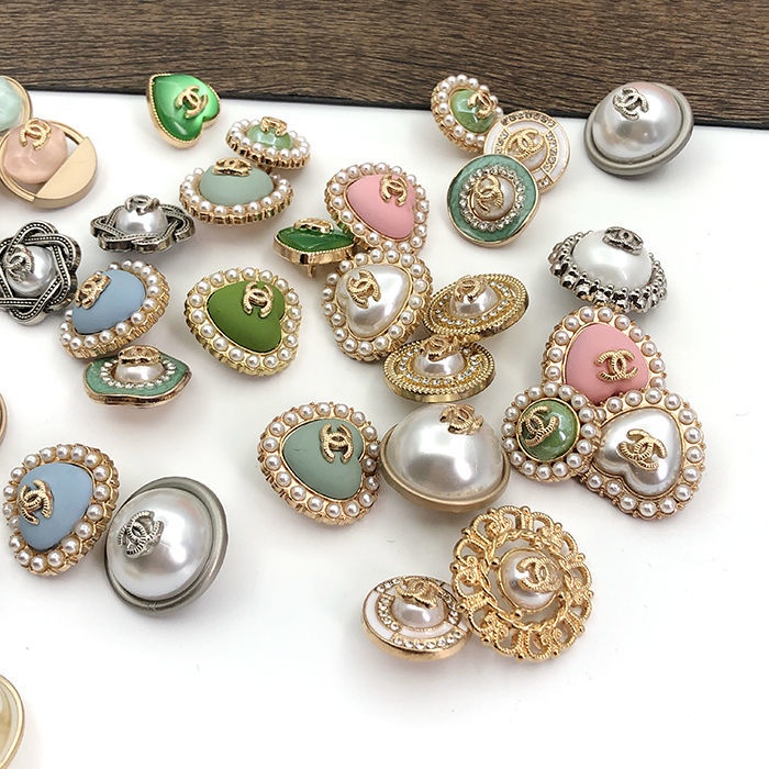 Button. Nút Ngọc Trai Kim Loại Mạ Vàng / Bạc Trang Trí Áo Khoác Gió