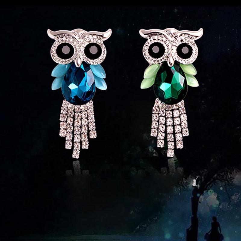 Ghim Cài Áo Hình Cú Mèo Đính Đá Pha Lê Phong Cách Âu Mỹ Mới