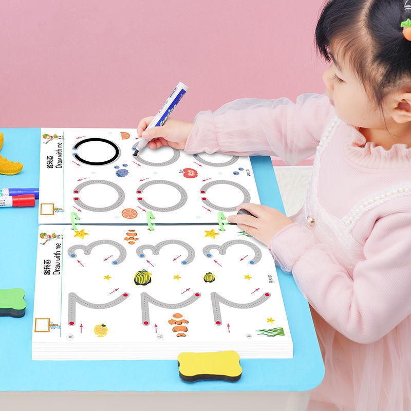 Đồ chơi giáo dục sớm Montessori thông minh cho bé. Sách tập viết, tập tô, nối điểm, nối số, luyện cầm bút, tái sử dụng