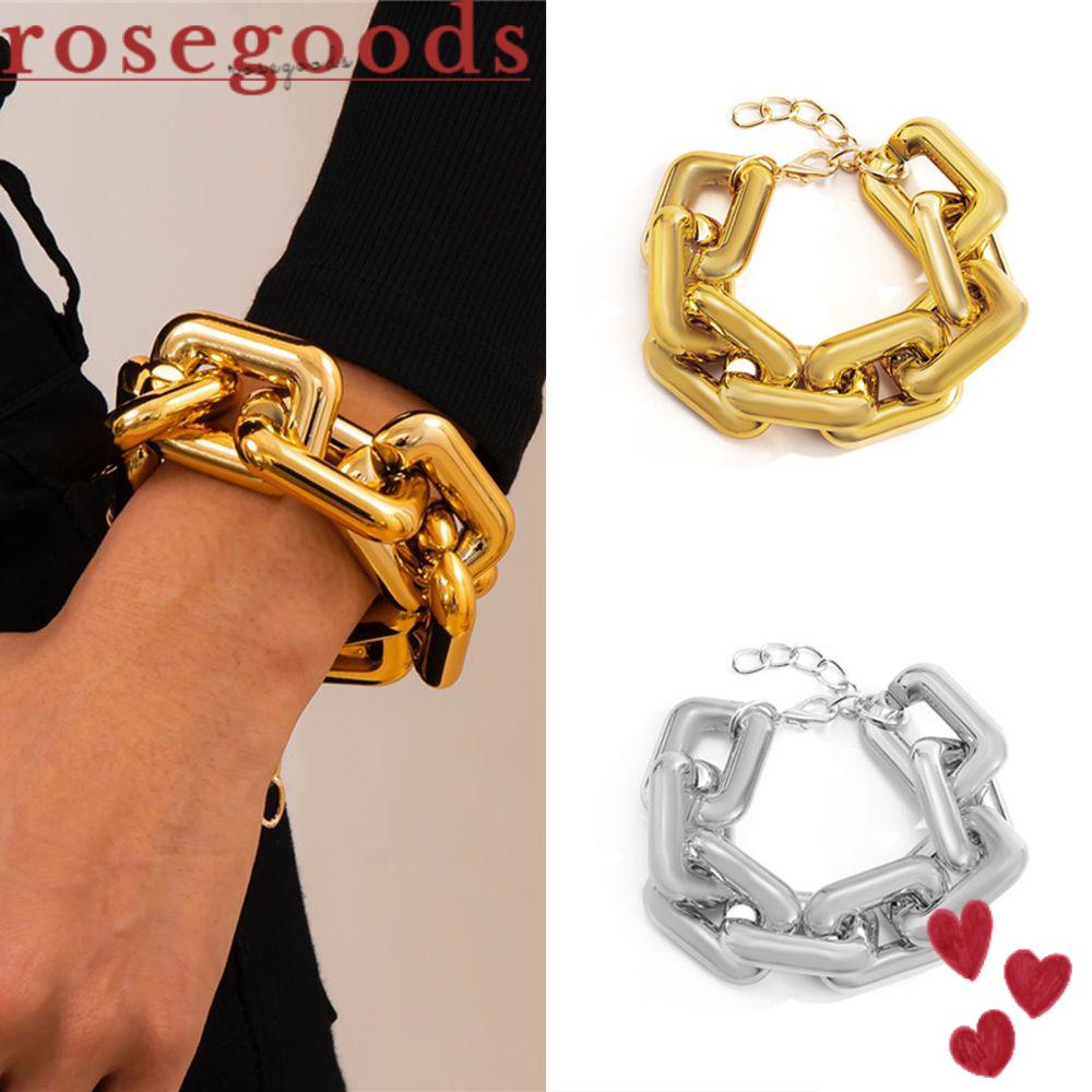 Vòng Tay Chuỗi Xích Dày Bản Lớn Phong Cách Hip Hop Đơn Giản Thời Trang