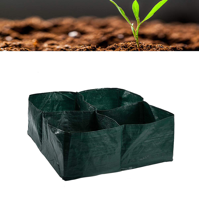 Black Plant Bed Reuseable Vegetable Tub Grow Divided Grids Fabric Flower Root Pouch