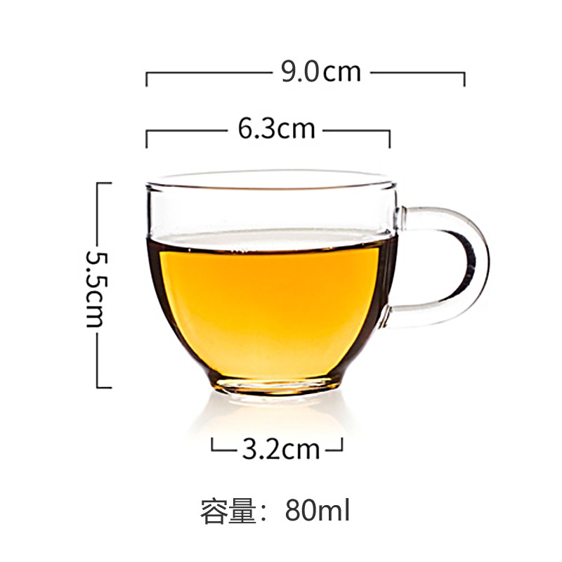 Chén trà thuỷ tinh kèm đĩa kê thuỷ tinh chịu nhiệt dung tích 100ml