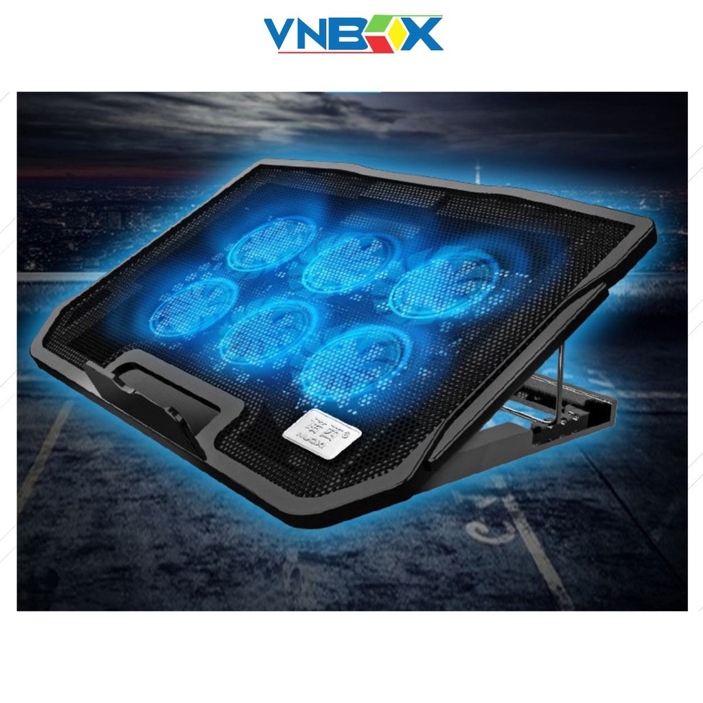 Đế Tản Nhiệt Nuoxi H9 Cho Laptop, Macbook Với 2 Cổng USB 6 Cánh Quạt Tản Nhiệt Êm Ái.
