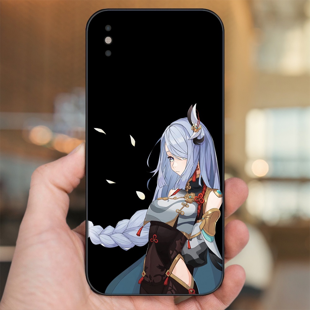 Ốp lưng iPhone Xs Max dẻo đen cạnh vuông in hình Shenhe Genshin Impact
