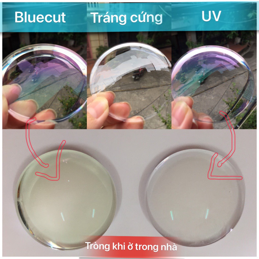 Tròng kính cận viễn loạn Ecovis tròng kính tráng cứng, chống tia uv, chống ánh sáng xanh bảo vệ mắt