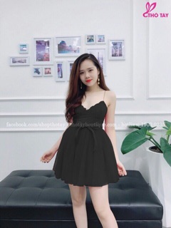 Đầm xoè dây kèm hình thật