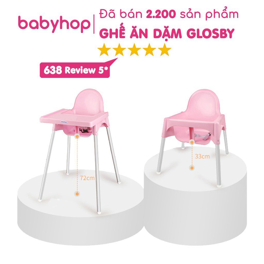 LTP2006 Ghế ăn dặm cho bé trai bé gái Glosby Babyhop kèm mặt bàn, ăn dặm kiểu nhật và BLW, 2 chế độ 