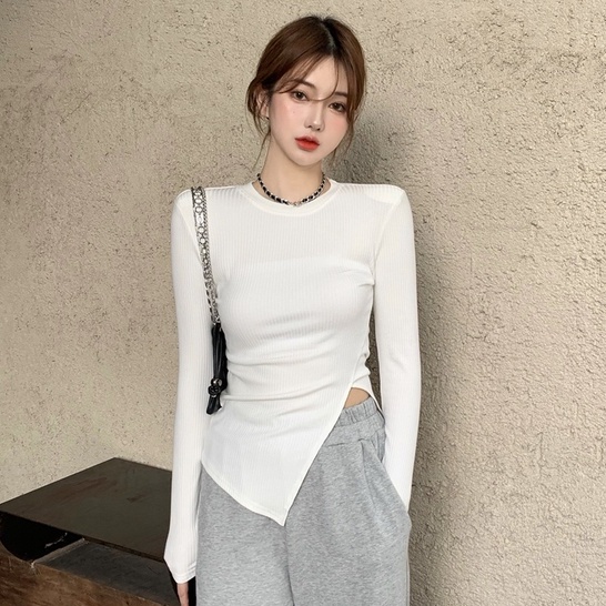 Áo Len Nữ Tay Dài Xẻ Tà Thời Trang Hàn Quốc