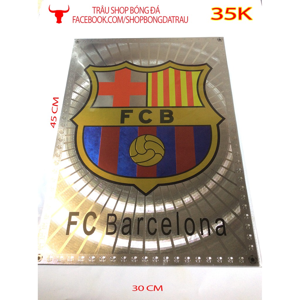 Tấm dán lưu niệm 30*45cm - các câu lạc bộ bóng đá Manchester, Arsenal, Chelsea, Barca, Real, Liverpool - Trâu