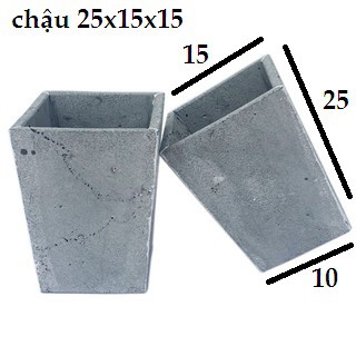 Chậu trồng cây ban công hình vuông cao 25cm đá ong xám tự nhiên bền đẹp - chậu trồng cây văn phòng lưỡi hổ