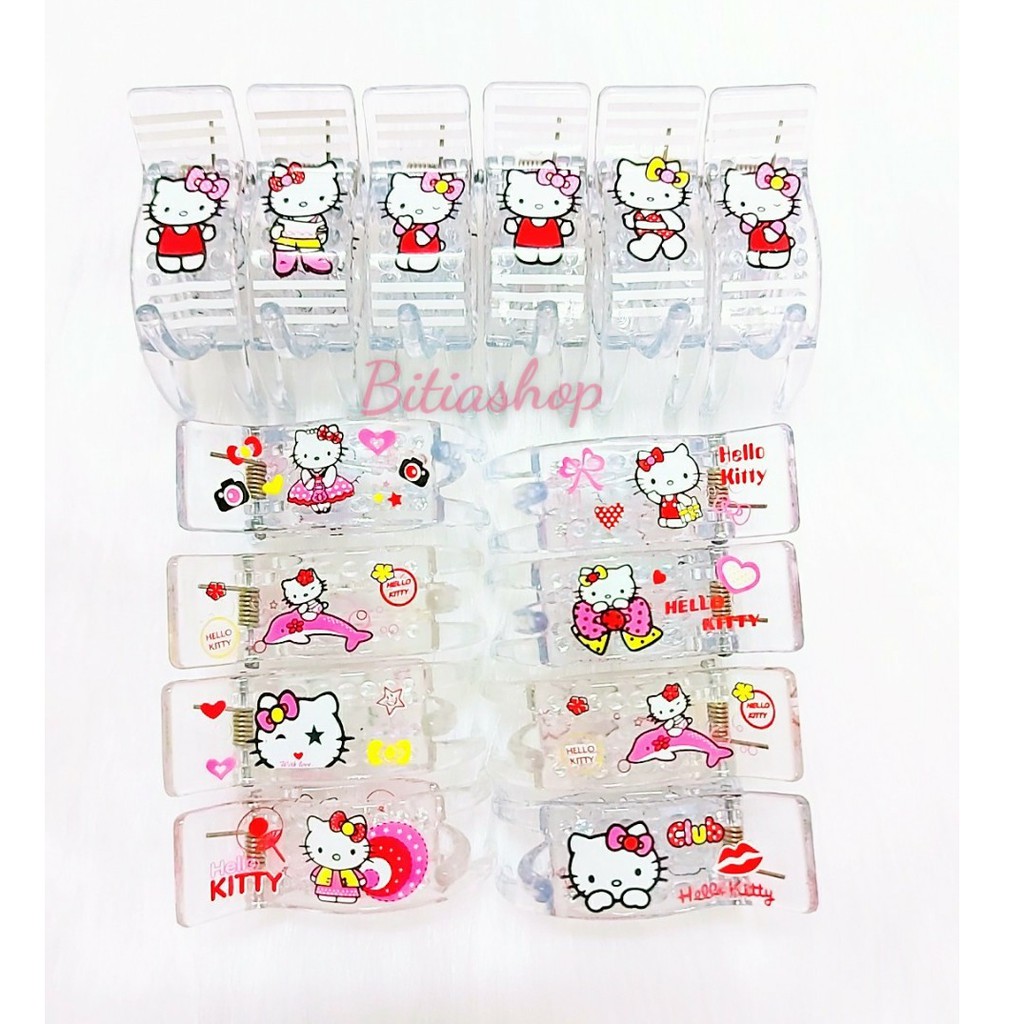 LỐ 12 KẸP TÓC CÀNG CUA 3 RĂNG 5 RĂNG KITTY