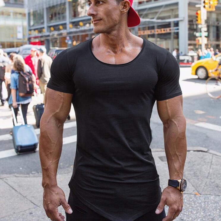 Áo thun ngắn tay bằng cotton phong cách thời trang mùa hè cho nam có cơ bắp dùng khi tập thể dục