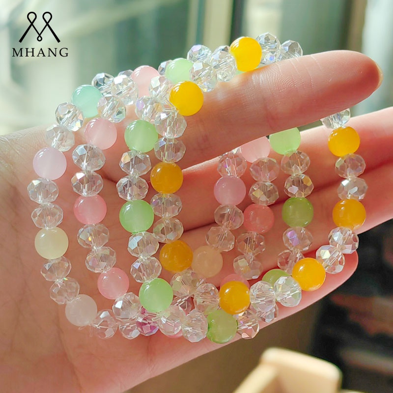 Vòng Tay Chuỗi Hạt Pha Lê Màu Kẹo Lãng Mạn Thời Trang Trẻ Trung