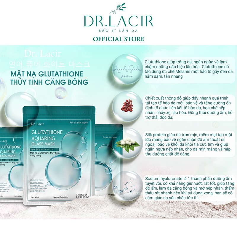 Mặt Nạ Thuỷ Tinh Glutathione Căng Bóng Dr.Lacir - Căng Bóng Mướt Mịn Và Trắng Da  DR14
