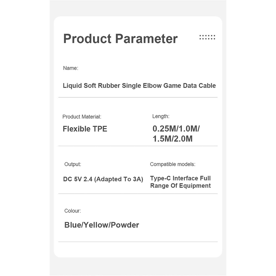 Cáp SạC Nhanh 5A USB LoạI C 90 Độ BằNg Silicon MềM Cho Huawei Mate 40 Xiaomi POCO X3