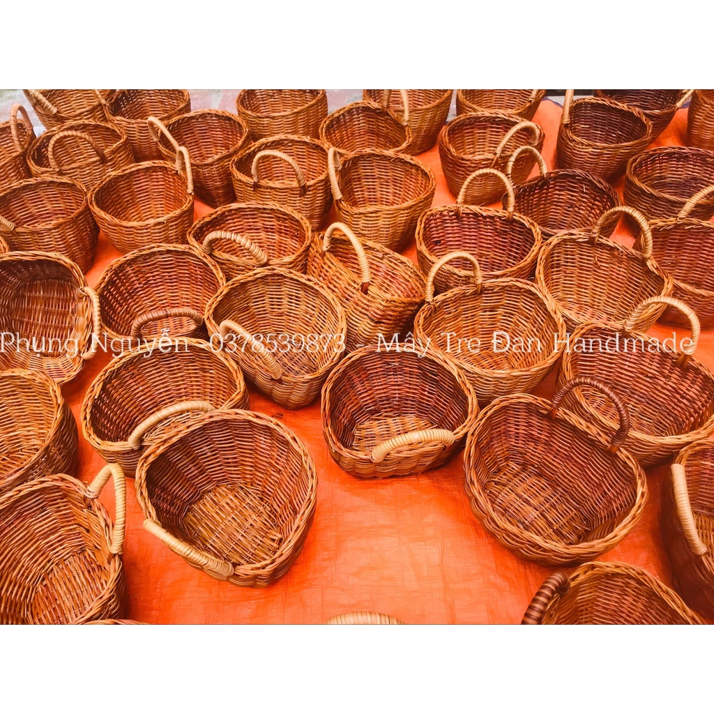 Giỏ treo tường mây tre đan, giỏ đựng hành, tỏi, ớt, giỏ đựng đồ dùng