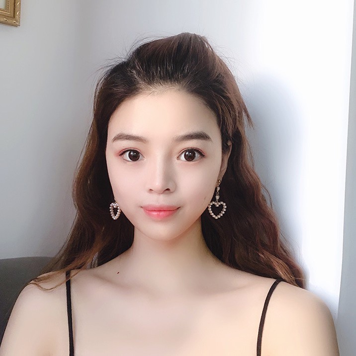 Khuyên tai kẹp không bấm lỗ chốt điều chỉnh K075 bằng hợp kim mạ vàng hình trái tim đính hạt trai bigsize dáng dài Leous