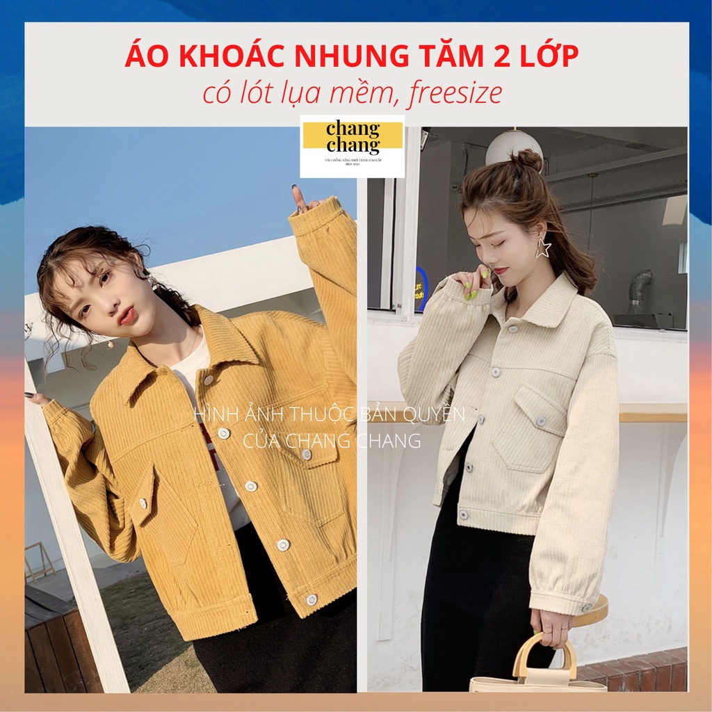 Áo Khoác Nhung Tăm Nữ, Áo Khoác Nữ 2 Lớp Có Lót Lụa Mềm Mịn | CHANG CHANG