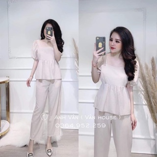 Bộ Áo Đũi Babydoll Cổ Vuông