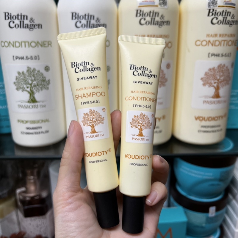 Dầu gội xả Biotin Collagen phục hồi siêu mượt mini 30ml