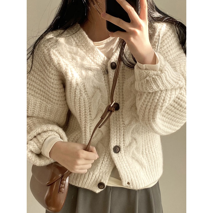 Áo khoác cardigan YEYA dài tay cổ chữ v thời trang nữ