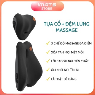 Gối tựa cổ và đệm lưng tích hợp Massage cho ô tô, chất liệu Memory foam cao cấp – PK08