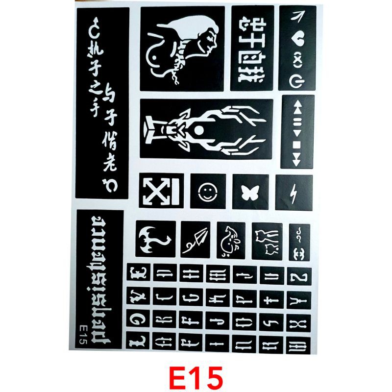 Khuôn Tattoo hình Bảng chữ cái, Ngôi sao cực đẹp mã E15